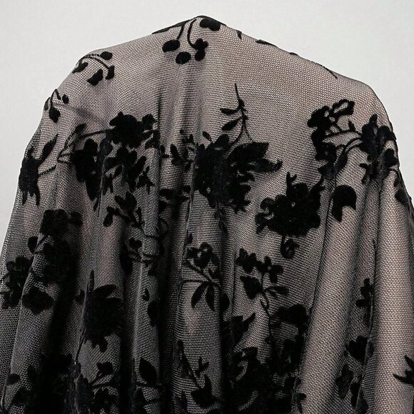 Black Women's Elegant Long Sleeve Stretch Plus Size Prom Dress - Picture 8 of 8